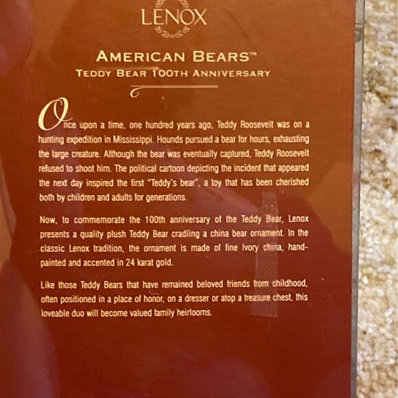 Vintage Deadstock 2002 Lenox American Bears 100th Teddy Bear Collectible - Picture 5 of 5
